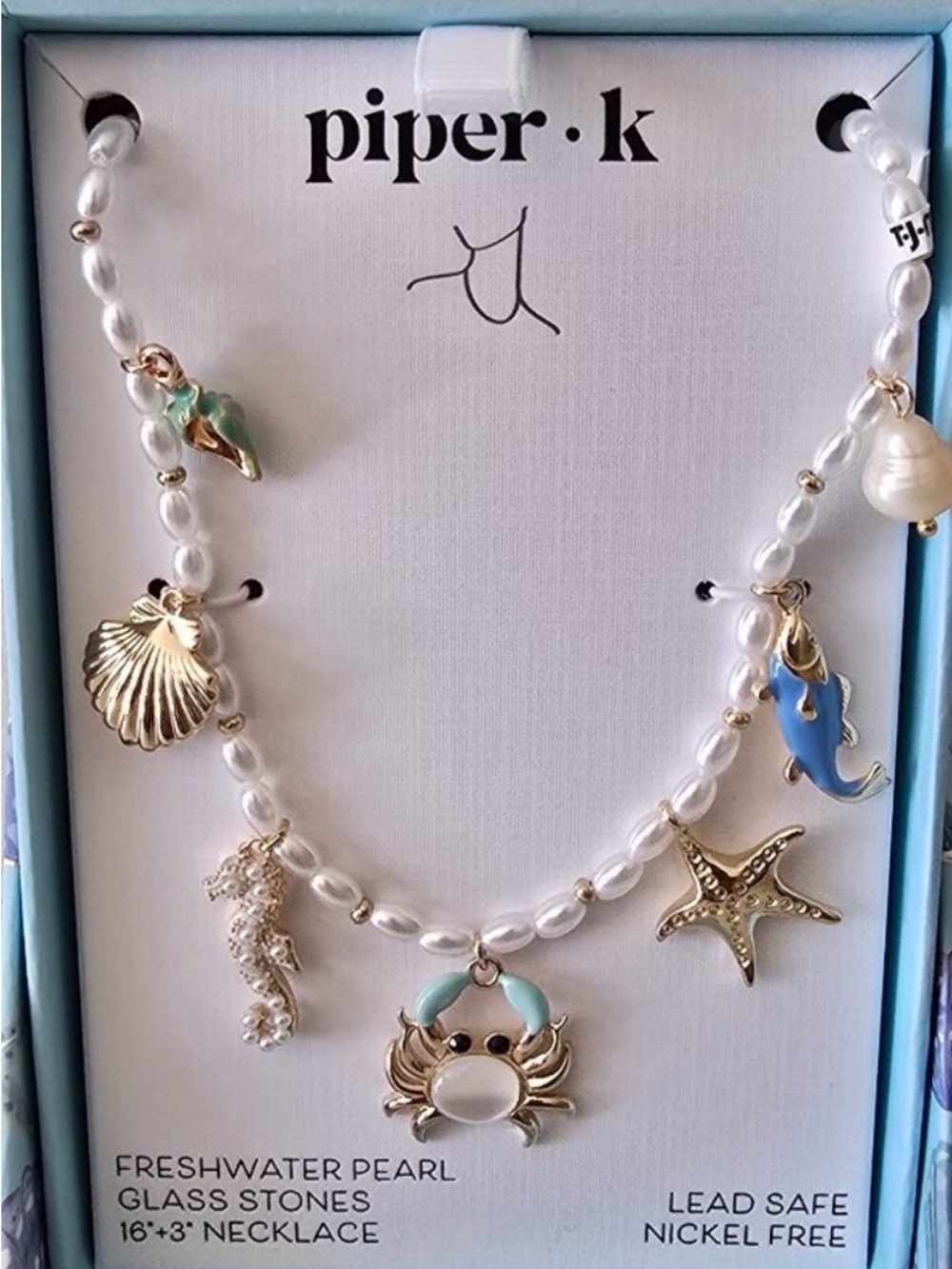 Piper·K Freshwater Pearl Necklace with Beach Charms